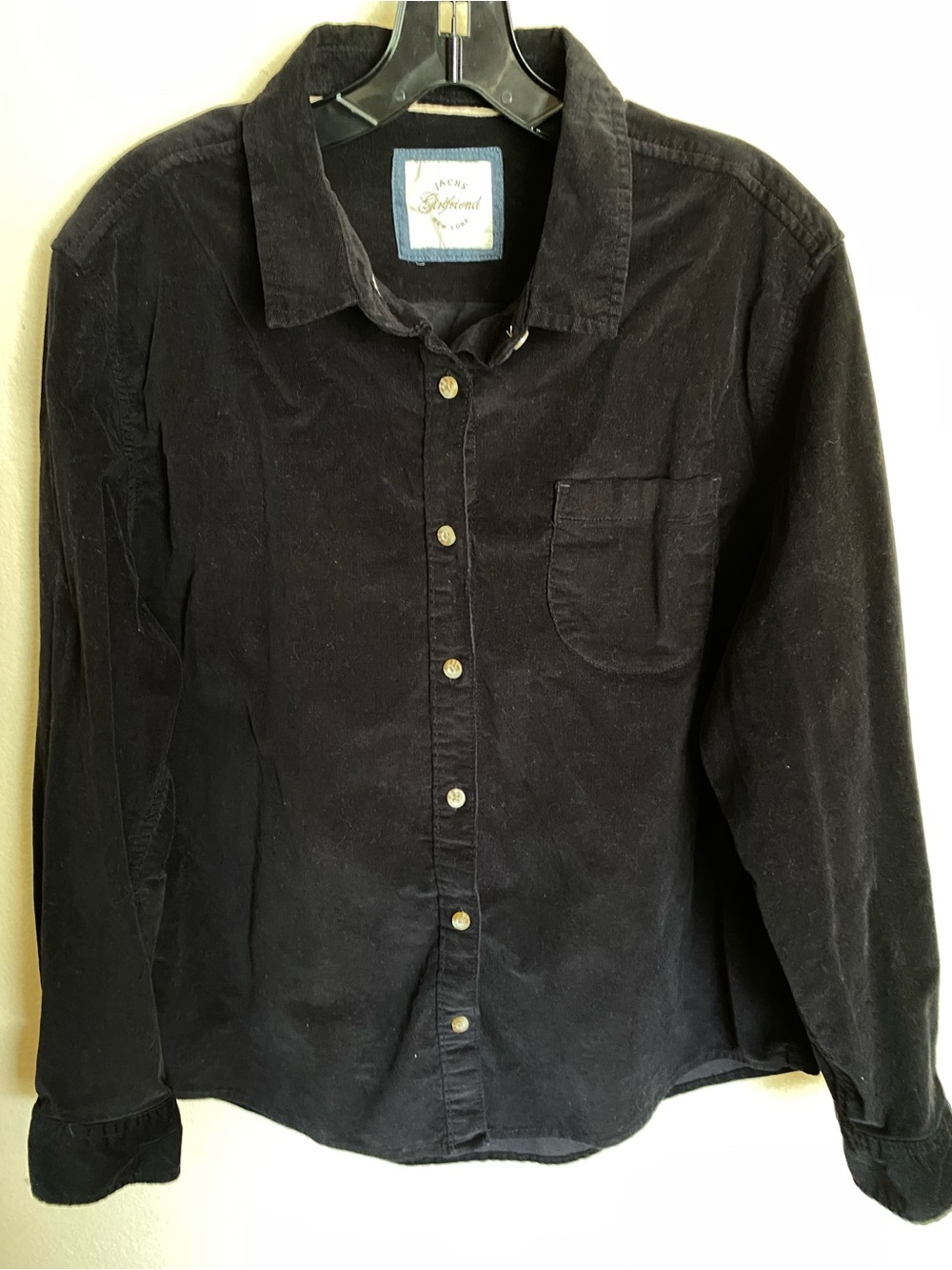 Black Corduroy Button-Down Shirt